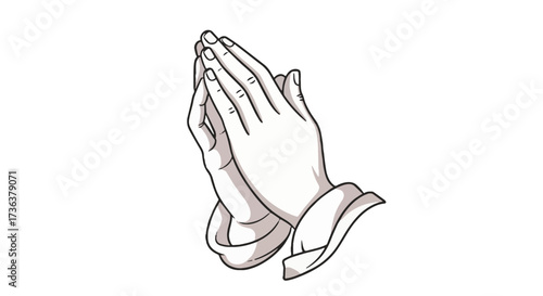 Stylized Praying Hands Illustration for Spiritual Observance, Remembrance, Faith, Hope, and Religious Devotion