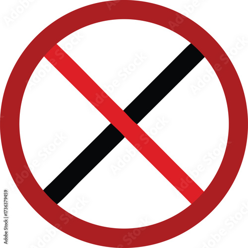 Red circle and lines prohibition mark indicating that something is forbidden here