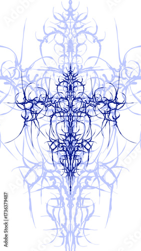 Abstract cyber sigilism hand drawn chaos symmetrical lines vector design 