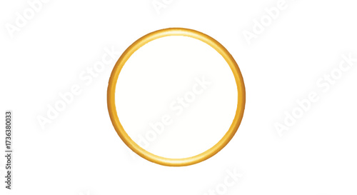 Luminous Golden Circle: Elegant Symbol of Eternity, Spirituality, and Remembrance, Isolated on Pure White