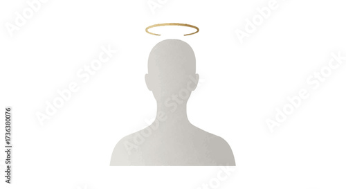 Golden halo above a human silhouette, symbolizing holiness, purity, and spiritual virtue for All Saints Day. Divine light concept.