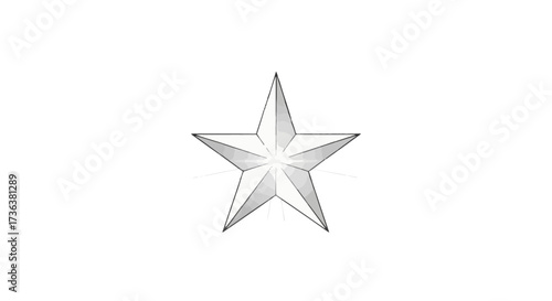 Versatile shining silver five-pointed star graphic on white, ideal for symbolic representation, celebration, or spiritual remembrance.
