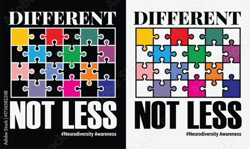Neurodiversity Awareness T-Shirt Design | Different Not Less Quote
