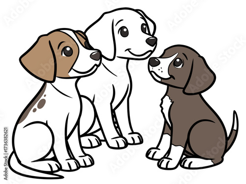 Three adorable puppies, Shelter dogs, take a dog home, pets, shelter for dogs and cats, faithful friend for advertising, for banners. High quality