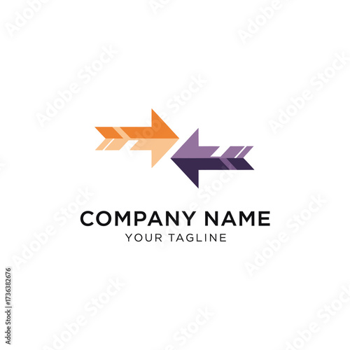 Abstract logo design featuring two arrows pointing towards each other, representing connection and exchange.