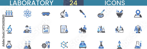 Collection of laboratory icons for science and research applications vector