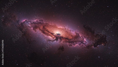 Stunning nebula with vibrant pink and red hues shining brightly in the night sky, a beautiful and awe-inspiring cosmic wonder for science and space enthusiasts
