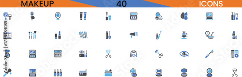 Collection of makeup and beauty related icons for digital design and application use vector