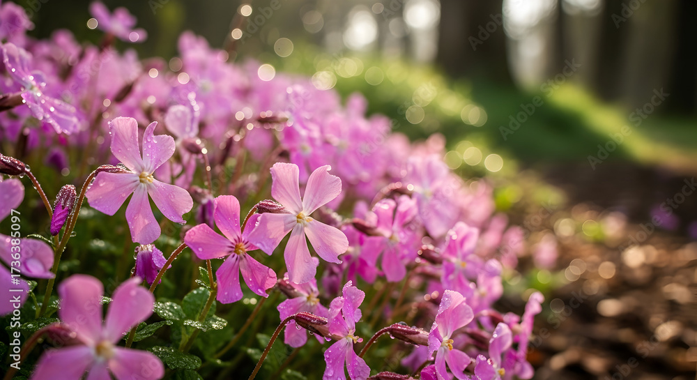 Obraz premium Pink flowers in natural setting