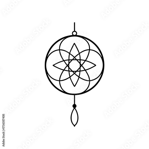Simple dreamcatcher with floral pattern art silhouette