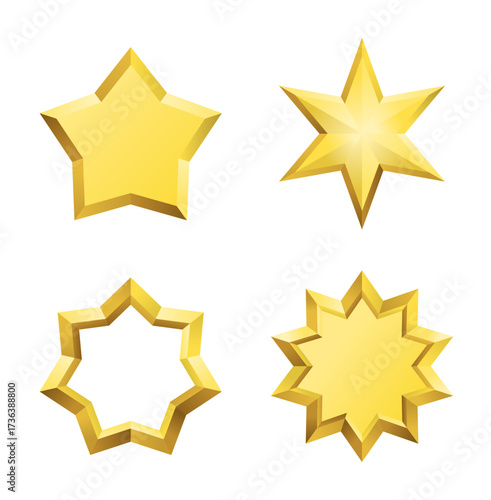 Golden vector star. 3 d illustration icon.