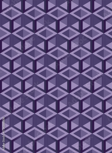Abstract 3d geometric seamless pattern. Vector illustration. Purple cubic template.