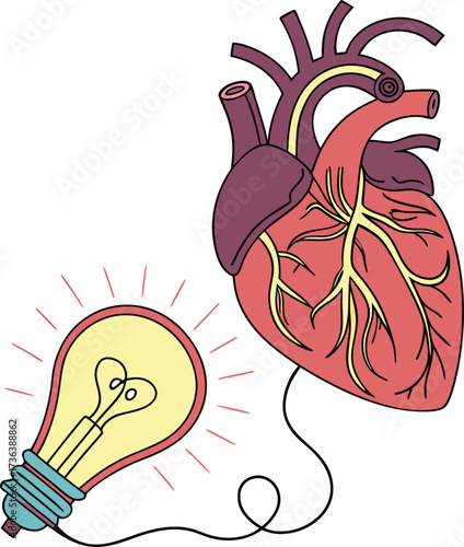 Creative heart concept expressing passion and innovation, a visual metaphor for inspiration and medical breakthrough, originally a vector