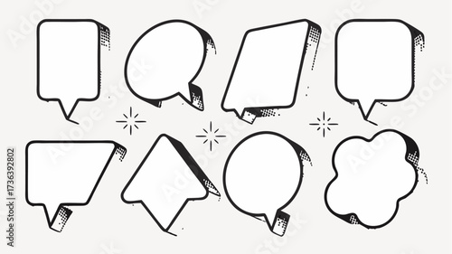 Hand-Drawn Speech Bubbles Set for Creative Projects, Add a Touch of Whimsy with these Unique Message Shapes, Communicate with Style and Flair, Vector Origin