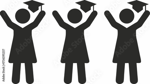 Celebrate Graduation Achievements and Bright Futures Ahead with these Cheerful Figures Symbolizing Success, Academic Excellence, and New Beginnings