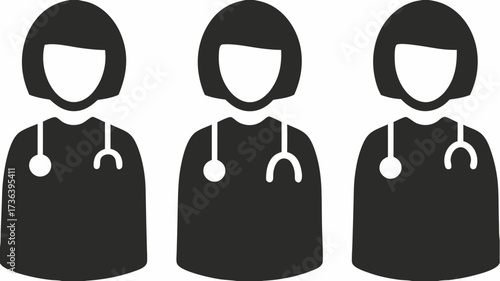 Trio of medical professionals ready to help patients, symbol of healthcare workers, doctors, nurses offering support and expertise for optimal wellness