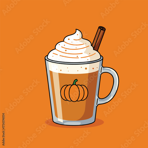 Pumpkin spice drink. Latte coffee with whipped cream