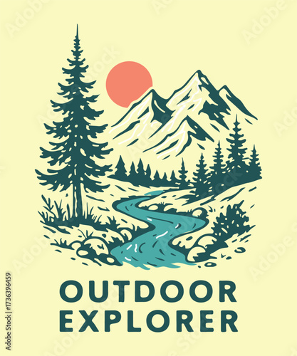 design vintage retro tshirts with handdrawn illustrations and outdoor clothing