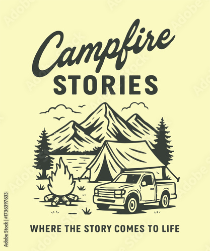 design vintage retro tshirts with handdrawn illustrations and outdoor clothing