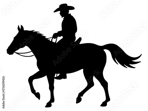 cowboy horse black silhouette vector art