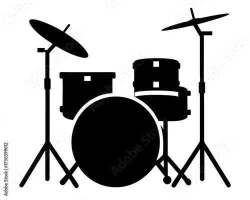 drum kit black silhouette vector,drum kit  set icon
