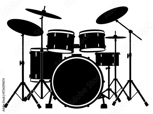 drum kit black silhouette vector,drum kit  set icon