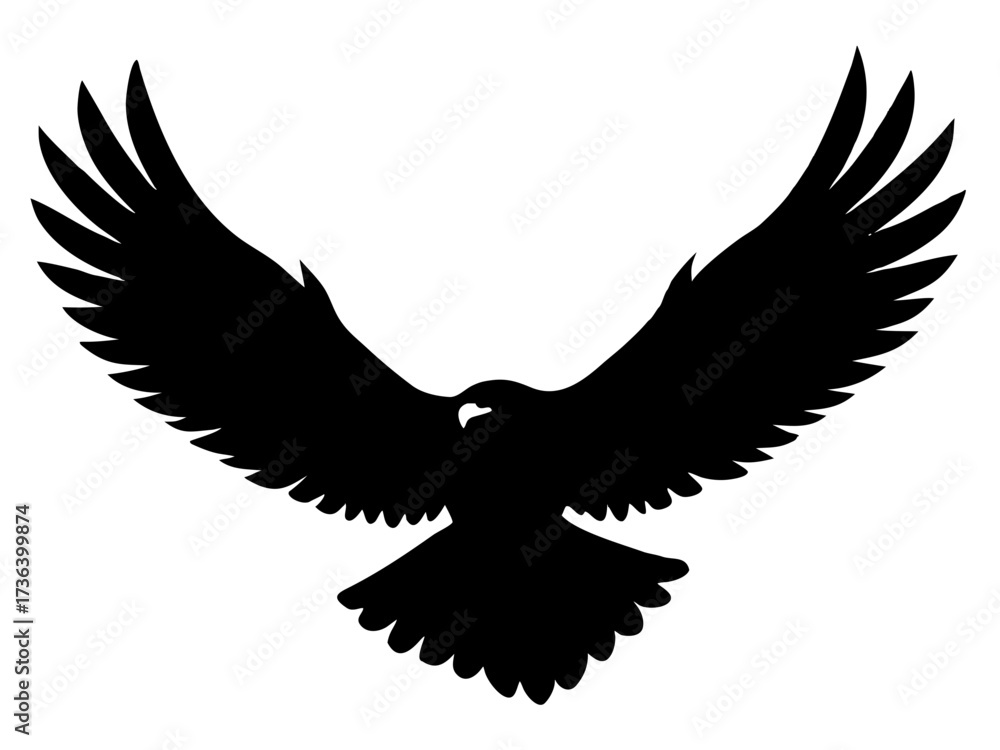 Obraz premium flying bald eagle black silhouette vector,eagle icon