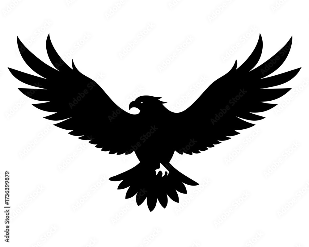 Fototapeta premium flying bald eagle black silhouette vector,eagle icon