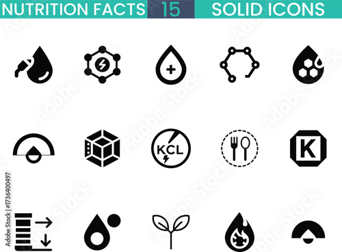 Nutrition facts icons set healthy food symbols for diet and health vector