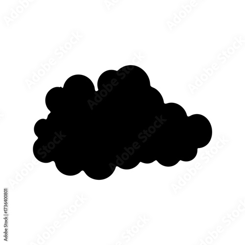 Black and white silhouette of a fluffy cloud in the sky