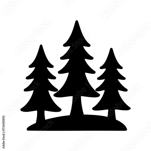 Three evergreen trees in a forest silhouette standing tall proudly together
