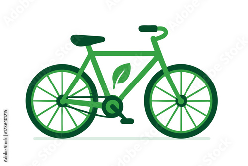 EcoFriendly Green Bicycle with Leaf Symbolizing Sustainable Transportation and Nature