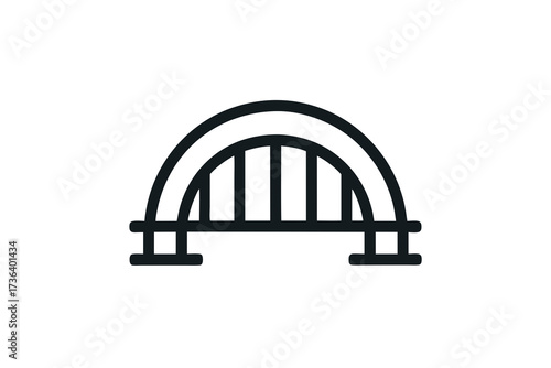 Simple Black Arch Bridge Icon Representing Structure and Connection