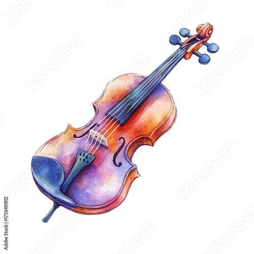 Viola, watercolor drawing vector, isolated on a white background.