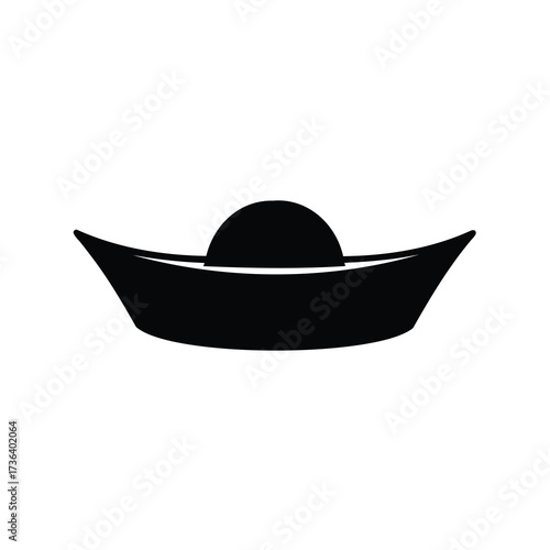 Black silhouette of a Chinese gold ingot on a white background