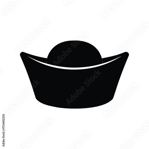 Black silhouette of a Chinese sycee yuanbao ingot against a white background