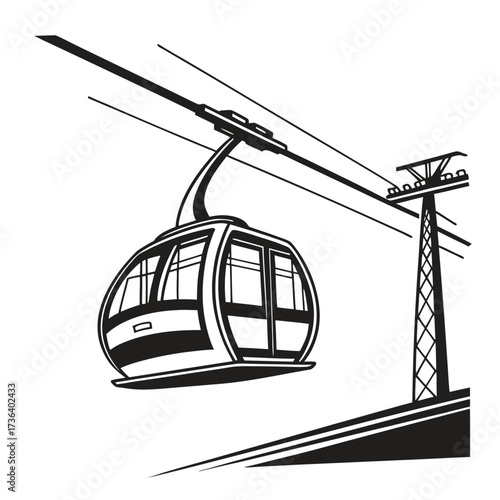 Monochrome Gondola Silhouette A Simple Mountain Lift Vector Design