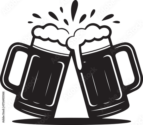 Cheers beer silhouette vector