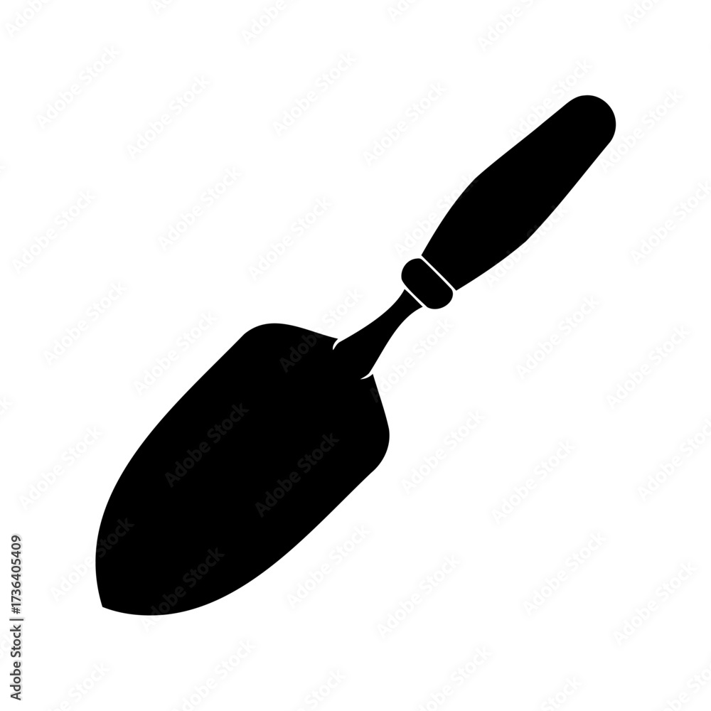 Obraz premium Black Silhouette of Gardening Trowel Tool Used for Planting and Cultivating