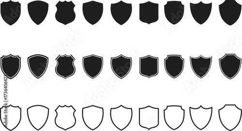 Vector Shield Icon Set. Security, Protection, and Crest Badges Collection

