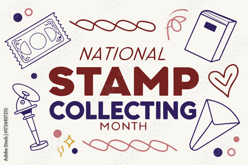 NATIONAL STAMP COLLECTING MONTH vector illustration