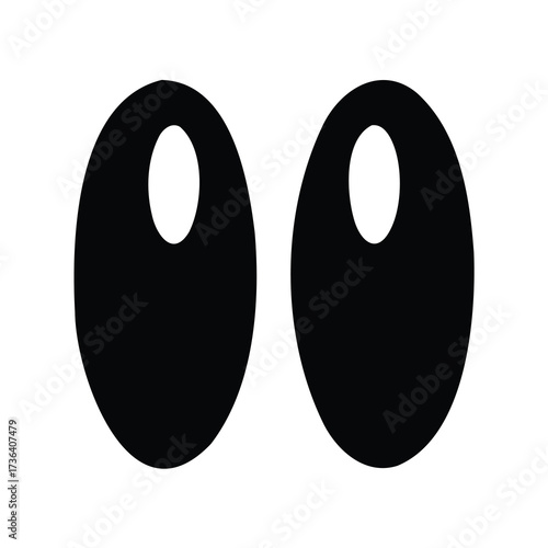 Two cartoon eyes with glossy reflections, black on a white background