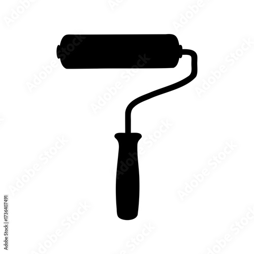 Monochrome illustration of a paint roller used for interior decoration purposes