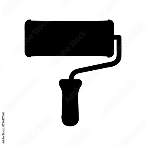 Isolated Silhouette of Paint Roller on White Background, a Painting Tool