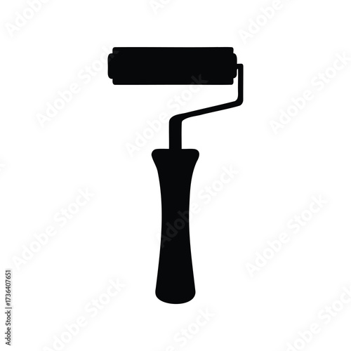 Silhouette of paint roller tool on a white background, for wall painting
