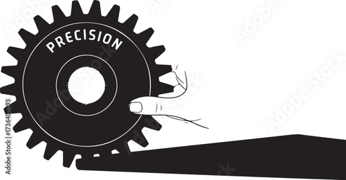 Hand Adjusting Gear Symbolizing Precision and Engineering Concept
