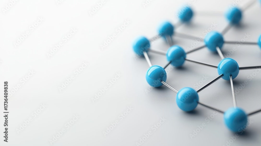 Fototapeta premium Simple network structure with secure nodes highlighted in blue