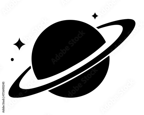 saturn with sparkle silhouette vector,Cosmos and planet vector 