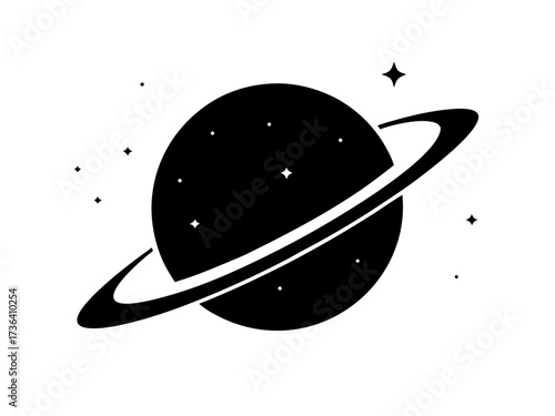 saturn with sparkle silhouette vector,Cosmos and planet vector 