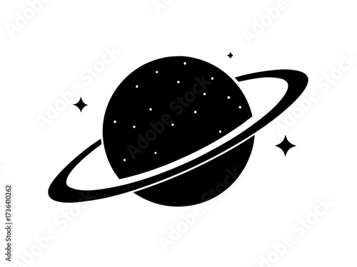 saturn with sparkle silhouette vector,Cosmos and planet vector 